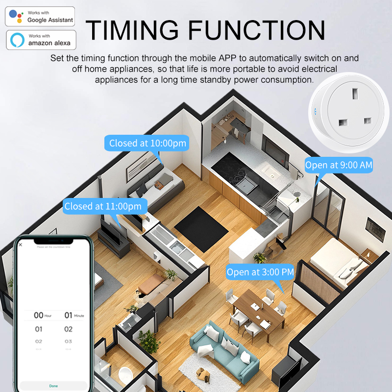 Tuya UK-Style Round Plug 16A W - Smart Home Or Smart Home recension och pris