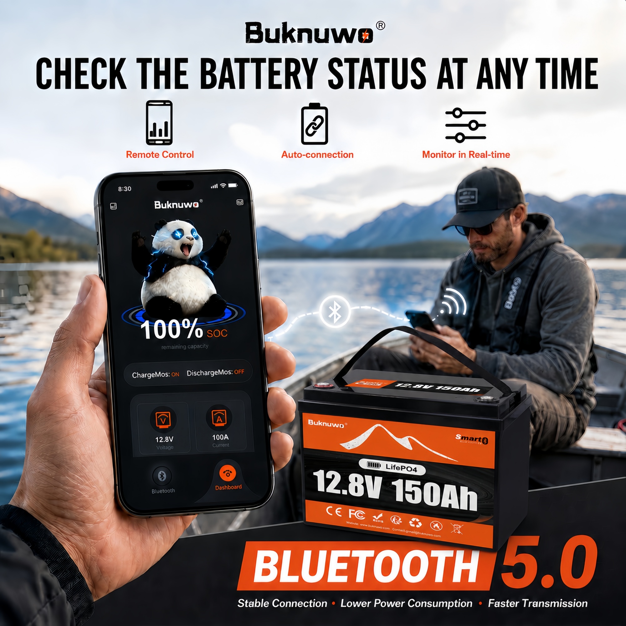 Buknuwo Smart 12V/12.8V 150Ah  - Upgrade Smart Home recension och pris