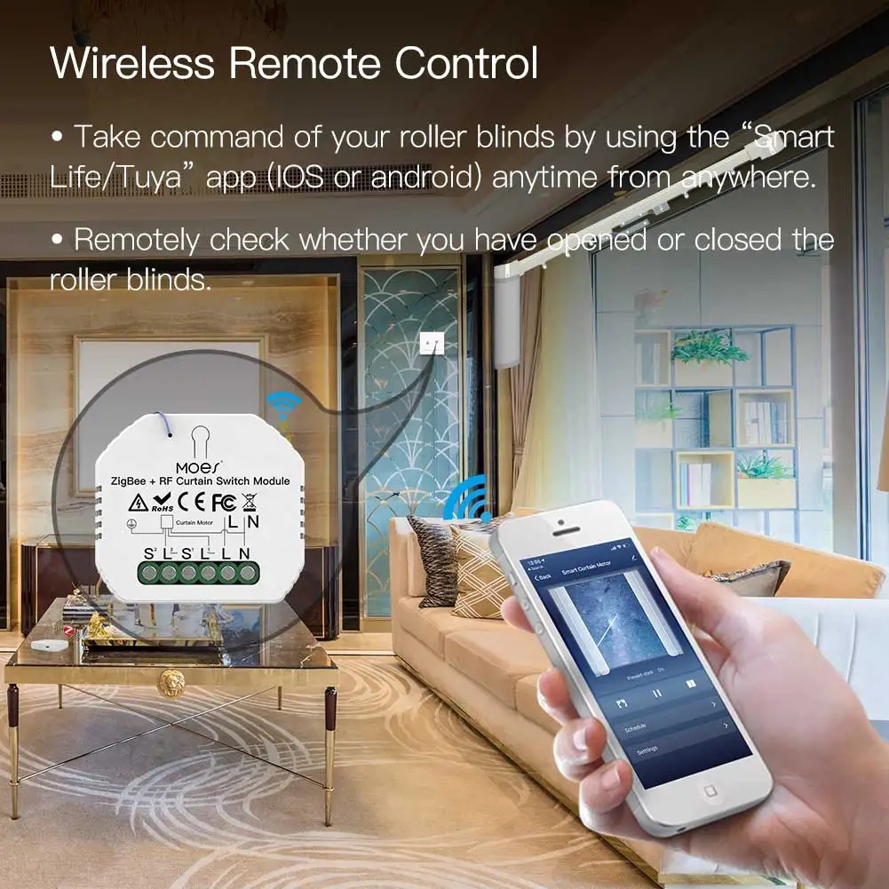 MOES ZigBee Smart RF433 Curtai - Smart Home Blinds recension och pris