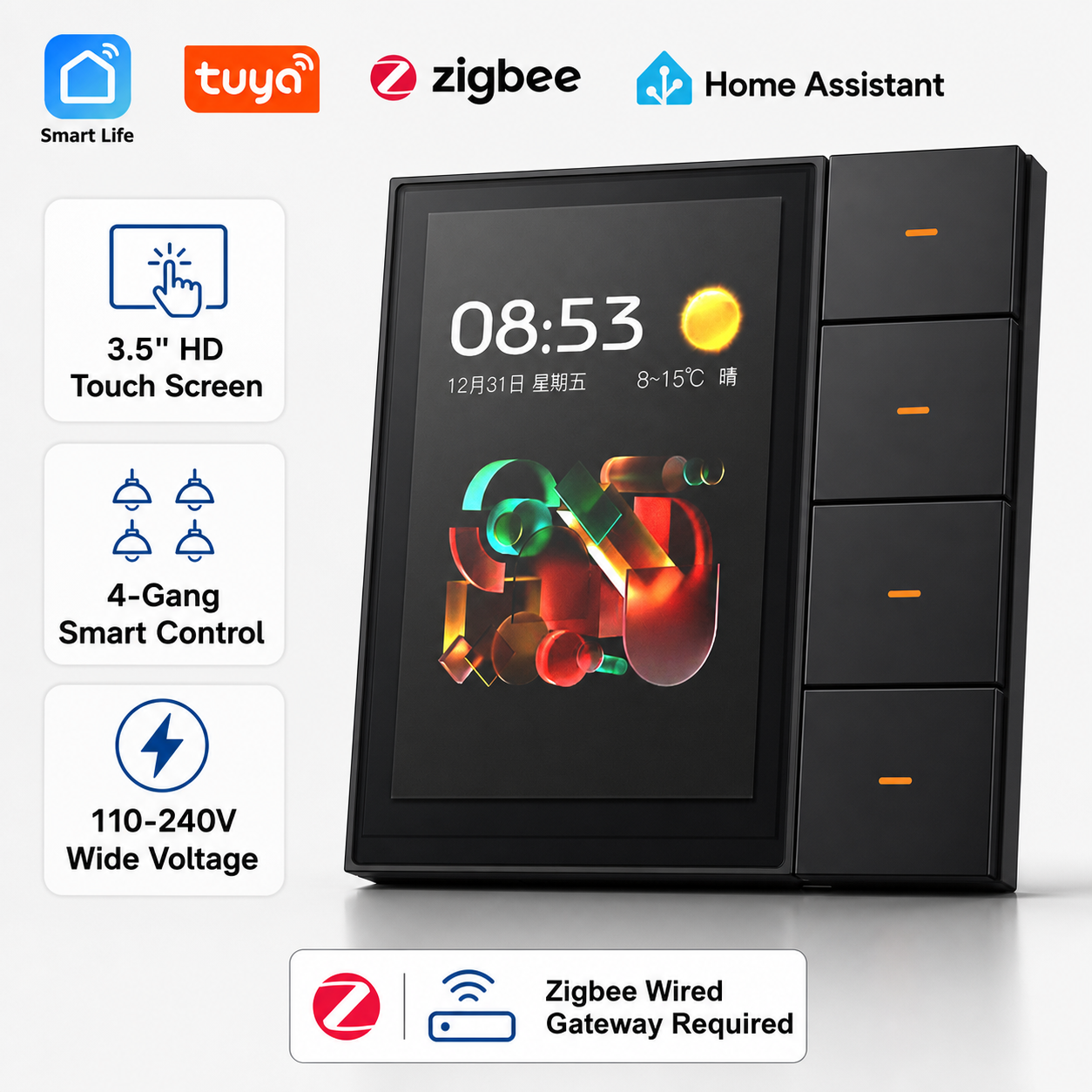 F3-pro Tuya Smart Panel ZigBee - Smart Home Zigbee recension och pris