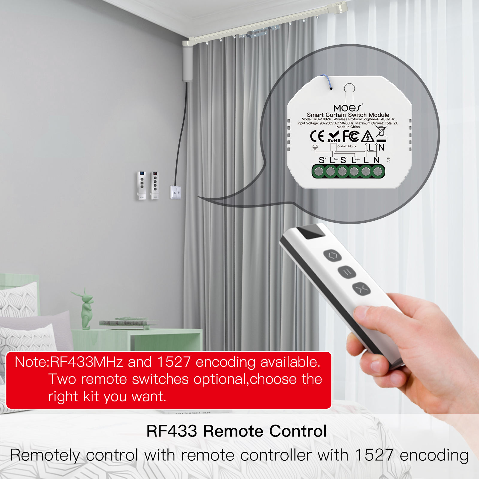 MOES ZigBee Smart RF433 Curtai - Smart Home Blinds recension och pris