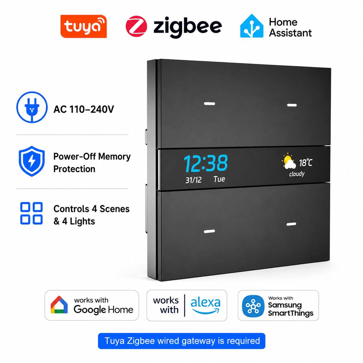 M8 Pro Zigbee Smart Switch Pan - Smart Home Control Panel recension och pris