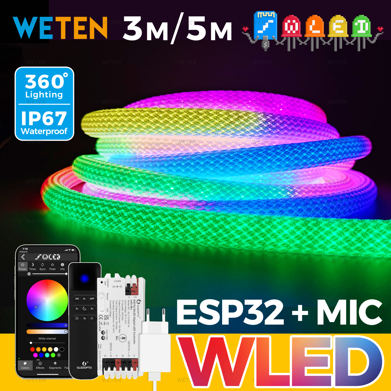 WLED Smart Wifi 360 Round Tube - Smart Home Youtube recension och pris